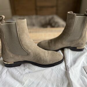 Jimmy Choo Thessaly Taupe Suede Ankle Boots